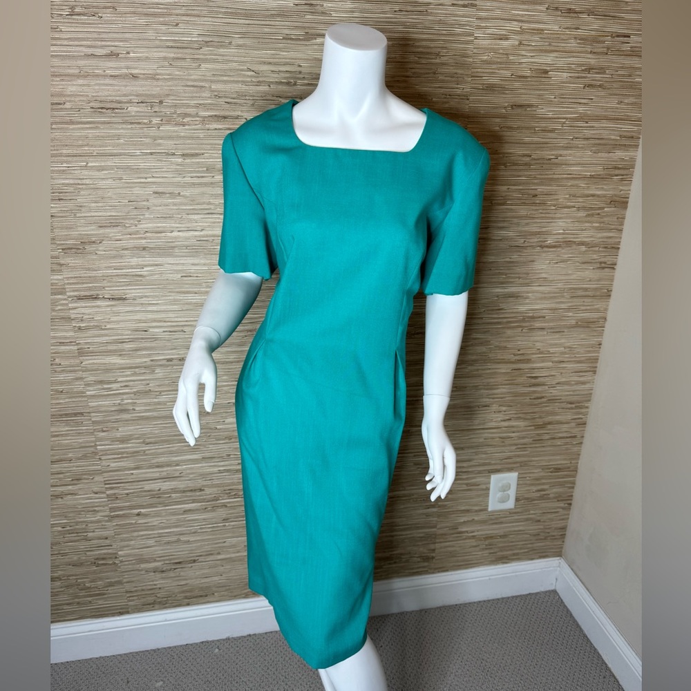 Vintage Turquoise Leslie Fay Secretary Dress